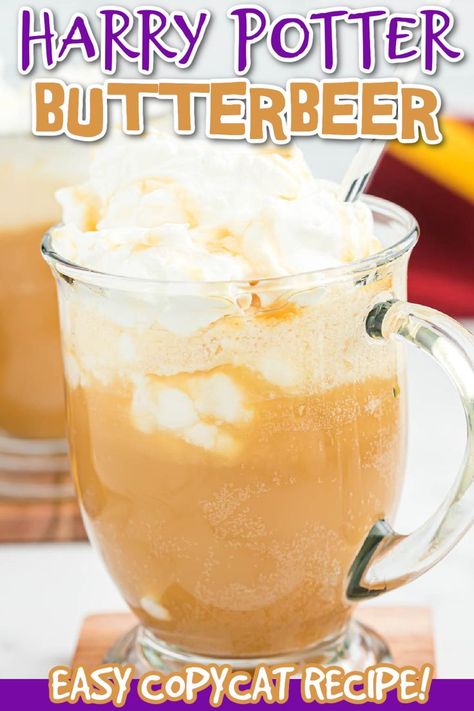 If you love Harry Potter Butterbeer from them Wizarding World of Harry Potter than you are going to love this easy copycat recipe. We recently had the butterbeer from Universal Studios and I knew had to recreate this delicious drink. Delicious and easy to make homemade butterbeer. #dessertsonadime #harrypotter #butterbeer Frozen Butterbeer Recipe, Easy Butterbeer Recipe, Butter Beer Recipe, Homemade Butterbeer, Butter Beer Recipe Harry Potter, Frozen Butterbeer, Harry Potter Butterbeer, Beer Ice Cream, Harry Potter Butter Beer