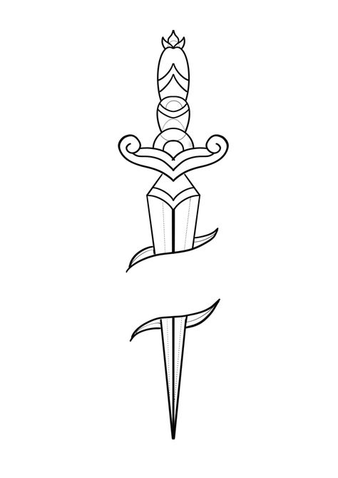 Traditional Dagger Tattoo, Traditional Dagger, Dagger Tattoo, Tattoo Stencil, Tattoo Stencils, Tattoo Drawings, Designs To Draw, Paint Colors, Tattoo Ideas