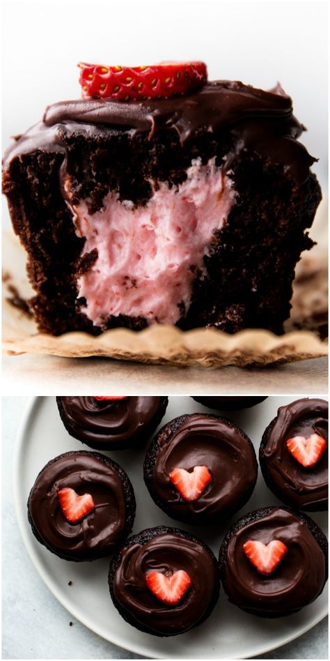 Strawberry Cupcake Recipes, Chocolate Cupcakes Filled, Cupcakes Filled, Cupcakes With Chocolate, Strawberry Cupcake, Cupcakes Recipes, Covered Strawberry, Chocolate Covered Strawberry, Buttercream Cupcakes