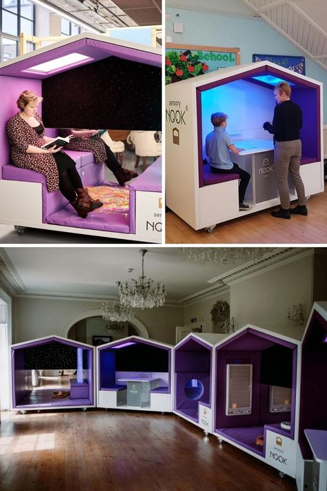 Sensory Quiet Space, Sensory Pod For Adults, Neurodivergent Room Ideas, Calming Space For Adults, Sensory Room Adults Ideas, Sensory Deprivation Room, Sensory Rooms In Schools, Sensory Nook, Sensory Room Ideas Schools