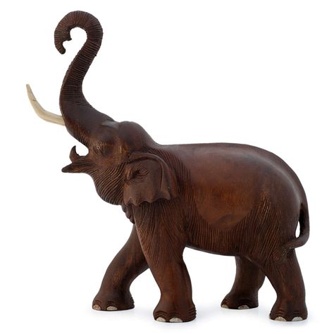 NOVICA Large Brown Animal Themed Ivory Wood Sculpture, 15.25" Tall 'Elephant Joy': Amazon.ca: Home & Kitchen Happy Elephant, Elephant Carving, Elegant Vases, Wooden Elephant, Elephant Sculpture, Wood Carving Designs, Unique Sculptures, 12 December, Carving Designs