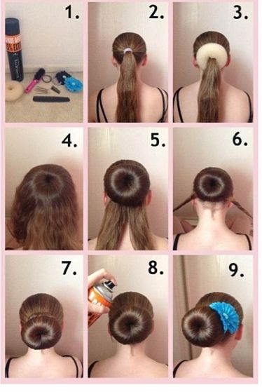 How to do a sock bun with a hair donut, I need one of these Hair Bun Donut, Bun Donut, Donut Bun Hairstyles, Bun Maker Hairstyles, Ballet Hairstyles, Hair Donut, Sock Bun, Hair Bun Tutorial, Dance Hairstyles