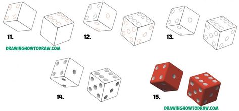 Learn How to Draw Rolling / Rolled Pair of Dice with Simple Steps Drawing Lesson for Beginners How To Draw Dice Step By Step, How To Draw Dice, Paint Notebook, Steps Drawing, Easy Step By Step Drawing, Draw Step By Step, Drawing Toys, How To Draw Steps, Drawing Tutorials For Beginners