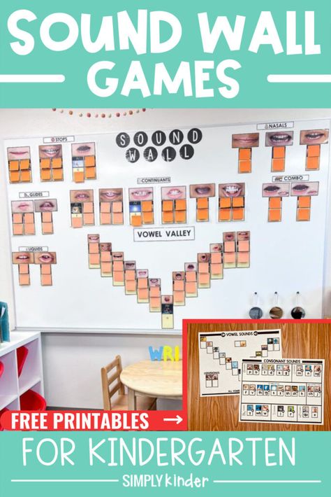 Ufli Sound Wall Kindergarten, Sound Wall Kindergarten Free, Sound Wall Activities, Sound Wall Kindergarten, Remedial Teaching, Wall Activities, Phonics Wall, Letter Sound Games, Tk Classroom