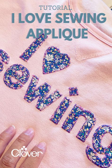 Sew On Letters, Sewing Templates For Shirts, Embroidery Projects Ideas Machine, Appliqué Letter Sweatshirt, Adding Appliques To Clothing, Applique With Sewing Machine, Disney Embroidery Shirts Diy, Sewing Fabric Letters On Shirt, How To Do Applique Embroidery