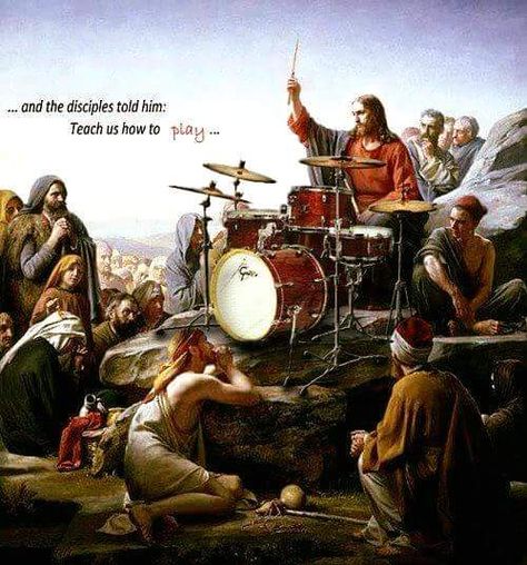 This verse was excluded from the holy book… Happy Birthday Drummer, Drums Wallpaper, Drum Tattoo, Playing The Drums, Arte Jazz, Gretsch Drums, Playing Drums, Drums Art, Jesus Memes