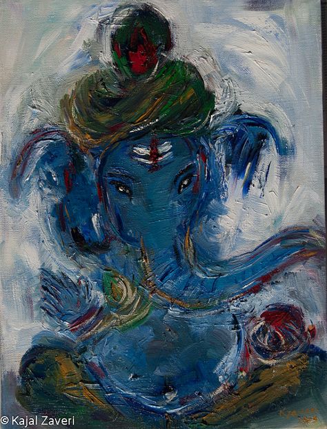 Blue Ganesh by KajalZaveriArt on Etsy Art Krishna, Jai Ganesh, Shri Ganesh, Ganesh Art, Lord Vishnu Wallpapers, Architecture Tattoo, Ganesha Painting, The Hindu, Indian Paintings