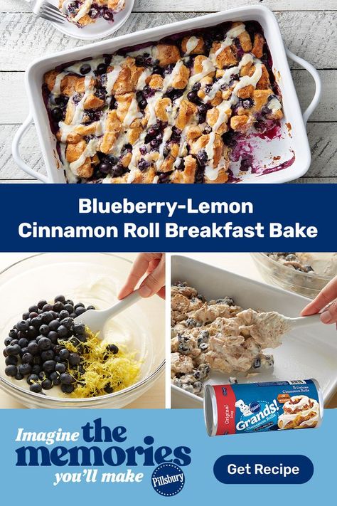 Blueberry Cinnamon Roll Casserole, Breakfast Pillsbury, Cinnamon Roll Breakfast Bake, Cinnamon Roll Breakfast, Easy Breakfast Bake, Saturday Morning Breakfast, Pillsbury Recipes, Spring Brunch, Holiday Snacks