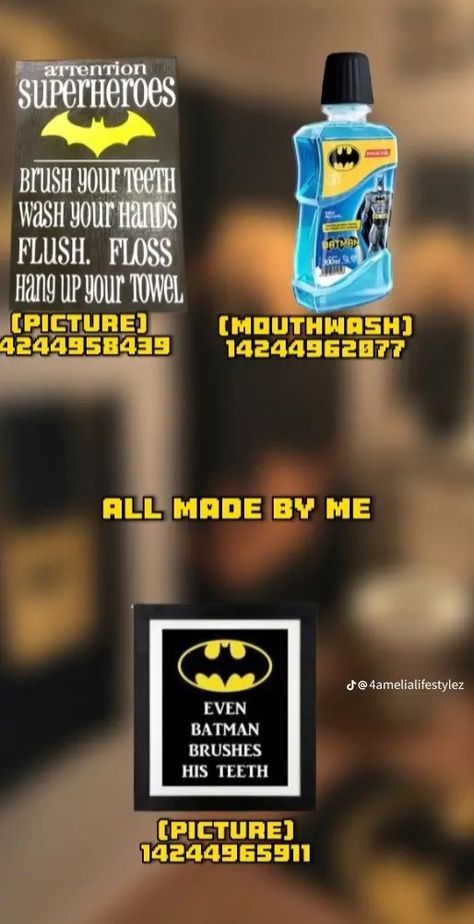 Batman Bloxburg Codes, Batman Decals Bloxburg, Bloxburg Bathroom Decals, Batman Bathroom, Batman Decals, Boy Bathroom, Boys Room Decals, Batman Room