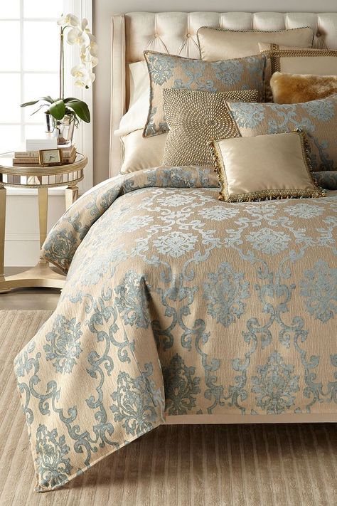 Isabella Sabrina Designer Bedding #luxurybedding #bedrooms #bedding King Size Bed Designs, Double Bed Designs, Bed Cover Design, Designer Bed Sheets, Aesthetic Interior Design, Bed Interior, Wooden Bed Design, Bed Design Modern, Bad Inspiration