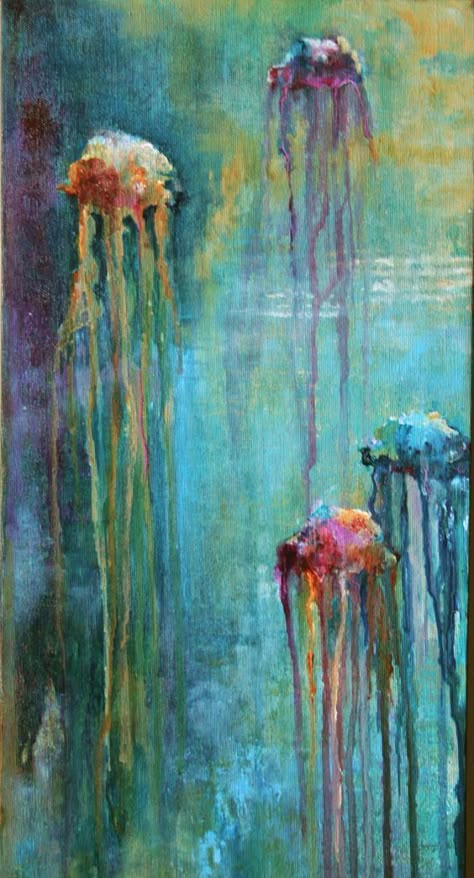 Jelly fish painting Jellyfish painting under the sea contemporary artnder the sea Painting Under The Sea, Jellyfish Abstract, Creative Wall Painting Ideas, Designs For Bedrooms, Painting Colour, Jellyfish Painting, Creative Wall Painting, Wall Painting Ideas, Art Alevel