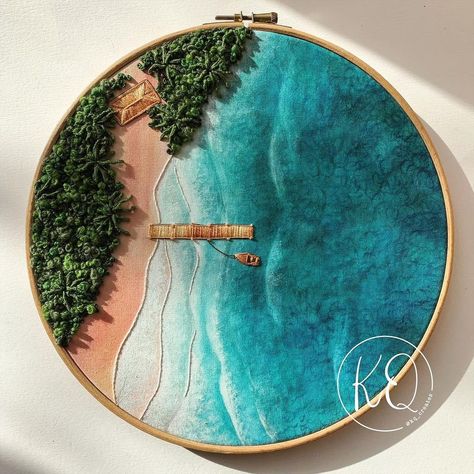 Landscape Embroidery, Diy Embroidery Designs, Contemporary Embroidery, Ray Of Sunshine, Hand Embroidery Projects, Sea Witch, Embroidery Flowers Pattern, Creative Embroidery, 자수 디자인