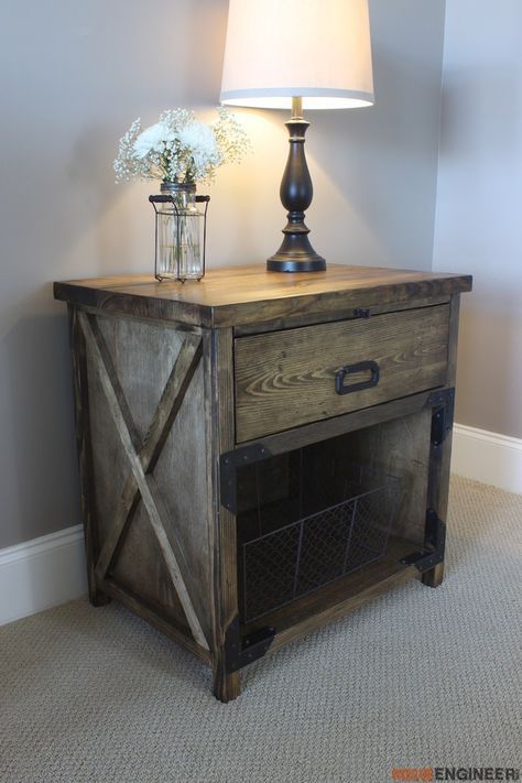 Simpson DIY Nightstand Plans - Free DIY Plans | rogueengineer.com #SimpsonDIYNightstand #BedroomDIYplans Diy Nightstand Plans, Diy Night Stand, Nightstand Plans, Wood Furniture Plans, Woodworking Projects Furniture, Diy Nightstand, Woodworking Furniture Plans, Into The Wood, Woodworking Plans Diy