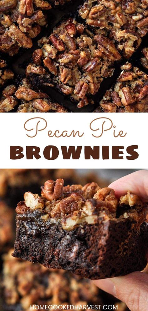 Pecan Pie Brownies Fall Brownie Recipes, Easy Pecan Pie Brownies, Easy Pecan Dessert Recipes, Decadent Brownie Recipes, Pecan Pie Brownies Recipe Easy, Easy And Fast Desserts, Thanksgiving Dessert Easy, German Chocolate Pecan Pie Bars, Fall Brownies