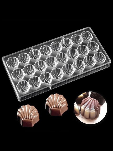 1pc Shell Shaped Chocolate Mold, Candy Mold, 24-Grid Fan-Shaped Shell Chocolate Candy Mold, Easy-To-Use And Durable PC Polycarbonate Chocolate Making Mold Transparent    PS     Kitchen & Dining, size features are:Bust: ,Length: ,Sleeve Length: Polycarbonate Chocolate Molds, Bakery Supplies, Tool Cake, Chocolate Candy Molds, Bakeware Set, Baking And Pastry, Cake Decorating Supplies, Candy Molds, Baking Molds