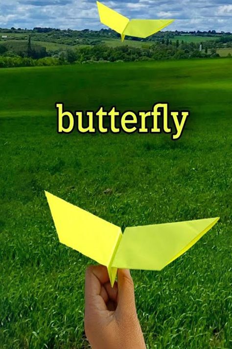 Flapping Butterfly, How To Make Butterfly, Beautiful Paper Flowers, Paper Bat, Boy Cards, Butterflies Flying, Paper Airplane, Paper Butterfly, Yellow Paper