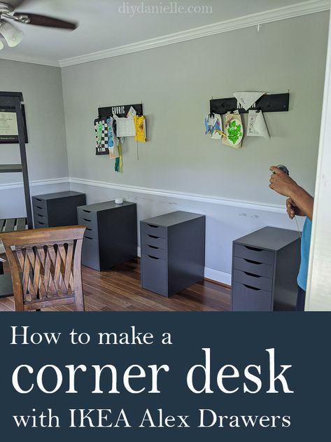 Kid Desk Area Homework Station, Dual Corner Desk Home Office, Built In Two Person Desk, Ikea Alex Desk L Shaped, Kids Gaming Desk, Desk For 4 Kids, Triple Desk Kids, Ikea Desk Hack With Bookshelf, Corner Desk With Tv Above