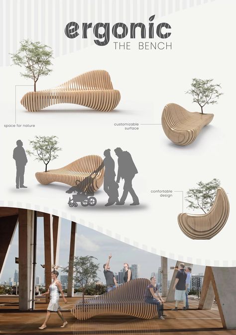 ORGANIC BENCH “ERGONIC” - Jordi Hans Design Organic Bench Design, Organic Seating, Bench Design, Bench Designs, Lounge Design, Plywood Furniture, Organic Design, Bathroom Kids, Future Design