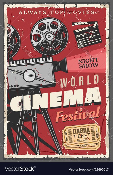 Vintage Video Camera, Deco Cinema, Vintage Films, Futurisme Retro, ポップアート ポスター, Poster Vintage Retro, Old Movie, Vintage Videos, Film Reels