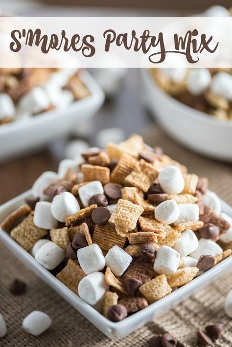 S'mores Party Mix - Almost Supermom Homemade Trail Mix Recipes, Smores Snacks, Party Mix Recipe, Smores Party, Chocolate Chex, Homemade Trail Mix, Trail Mix Recipes, Chex Mix Recipes, Snack Mix Recipes