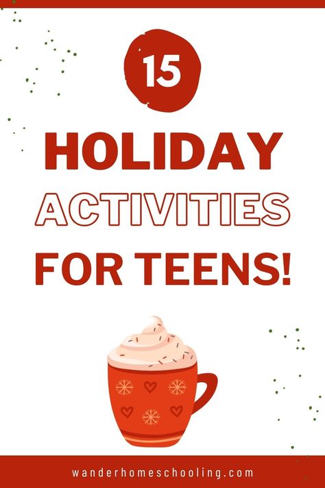 holiday activities for teenagers Christmas Activities For High School, High School Christmas Party Ideas, Holiday Games For Teens, Middle School Christmas Party Ideas, Teen Christmas Games, Holiday Activities For Adults, Holiday Activities For Teens, Cheap Christmas Activities, Christmas Activities For Teens