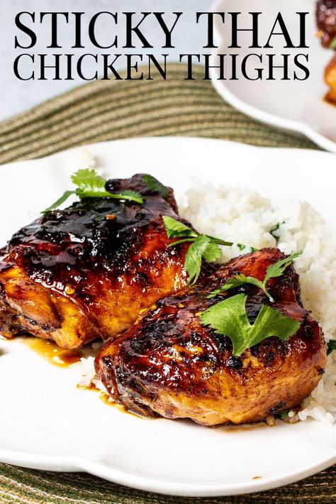 Best Baked Chicken Thighs, Chicken Thigh Fillet Recipes, Thai Chicken Thighs, Sticky Chicken Thighs, Chicken Thighs In Oven, Asian Chicken Thighs, The Best Baked Chicken, Best Baked Chicken, Spicy Baked Chicken