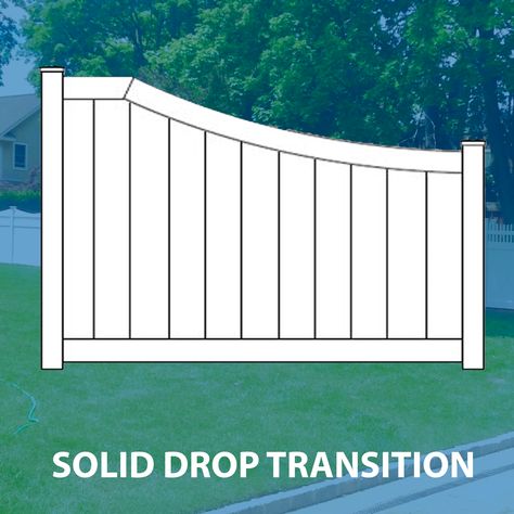 6ft To 4ft Fence Transition, Fence Transition, Fencing Ideas, Vinyl Fence, House Landscape, Wood Fence, Pvc Vinyl, Fence Design, Fencing