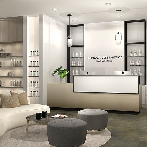 Medical Spa Interior Design - Spa Design Ideas + Plans - Michele Pelafas Medical Spa Interior Design, Spa Design Ideas, Spa Business Plan, Office Reception Furniture, Spa Room Decor, Spa Interior Design, Spa Reception, Spa Interior, Spa Business