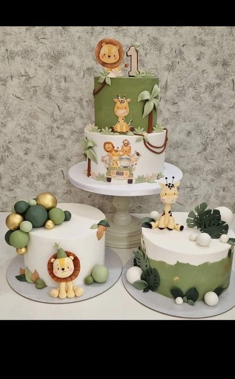 Lion 1st Birthday Cake, Wild One Jungle Cake, 1st Safari Birthday Party, Wild One Baby Shower Cake, Animal Theme 1st Birthday Party, Wild One Birthday Cake Ideas, Simple 1st Birthday Ideas, Wild One Cakes, Safari Bday Cake