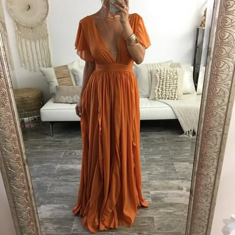 Sukienki Maksi, Boho Orange, A Line Prom Dress, Evening Dresses With Sleeves, Make Your Own Dress, Chiffon Evening Dresses, A Line Prom Dresses, Chiffon Prom Dress, Guest Outfit