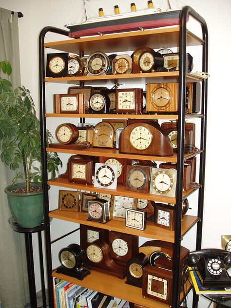 Clock collection (ClockGuyPDX, via Flickr). Titanic Model, Clock Collection, Vintage Clocks, Retro Wall Clock, Tic Toc, Clock Shop, Old Clocks, Antique Clock, George Nelson