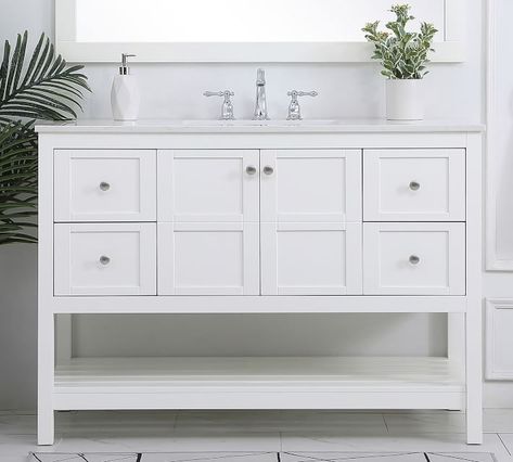 Reeves 48" Single Sink Vanity | Pottery Barn Vanity Pottery Barn, House Plumbing, Custom Bathroom Vanity, Bathroom Remodels, Plumbing Installation, Red Room, Single Sink Vanity, Custom Bathroom, Sink Vanity