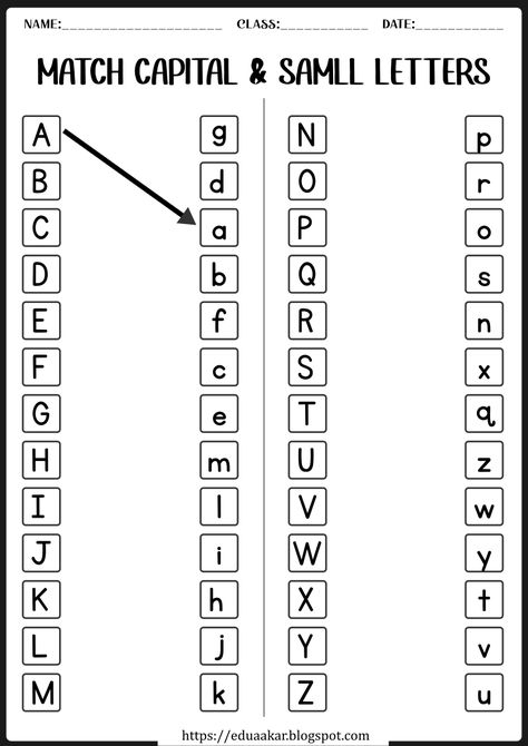 Printable Worksheets Activities includes number activites, alphabet activities, accounting activities, coloring activities and more. #printable #worksheet #activity #tracing #bookactivity School Work For Kindergarten, Capital And Small Alphabets Worksheet, 1st Grade Letter Worksheets, Match The Capital Letters With Small Letters, Capital Small Letters Worksheet, English Alphabets Worksheet, Kindergarten Letters Worksheets, Preschool Letters Worksheets, Printout Activities For Preschool