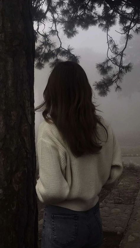 Brunette Aesthetic, Foggy Weather, Black Pink Background, Lonely Girl, Mysterious Girl, Alone Photography, Gloomy Day, Brunette Girl, Girls Life