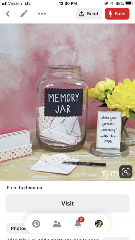 Grad Party Signing Ideas, Grad Party Advice Jar, Grad Party Memory Jar, Cute Grad Party Activities, Grad Party Simple Decor, Creative Grad Party Ideas, Guest Book Birthday Party, Open House Decorations Graduation, Grad Party Sign In Guest Books