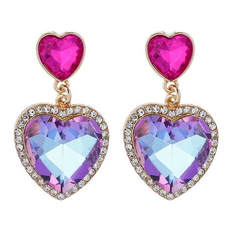 Lovely Cute Pink Crystal Heart Earrings Brand New Non-Returnable Non-Refundable Pastel Jewelry, Novelty Purses, Crystal Heart Earrings, Soft Bag, Steampunk Accessories, Girly Accessories, Pink Jewelry, Sweet Lolita, Creative Jewelry