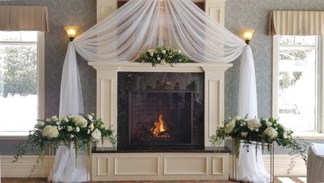 Fireplace Ceremony Swag Fireplace Wedding Backdrop, Metal Archway, Floral Gazebo, Wedding Fireplace, Wooden Trellis, Wedding Ceremony Backdrop, Aisle Runner, Ceremony Decor, Gorgeous Couple