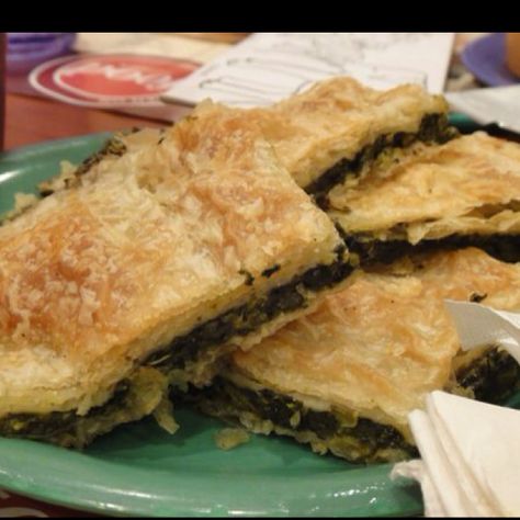 Marietta Diner - Atlanta, GA ~ Absolutely the best spanikopita ever.  My favorite place to visit in GA. :) Spanakopita Recipe, Greek Spinach, Greek Spinach Pie, Spinach Pie, Greek Cooking, Greek Dishes, Veggie Dishes, Greek Recipes, Interesting Food Recipes