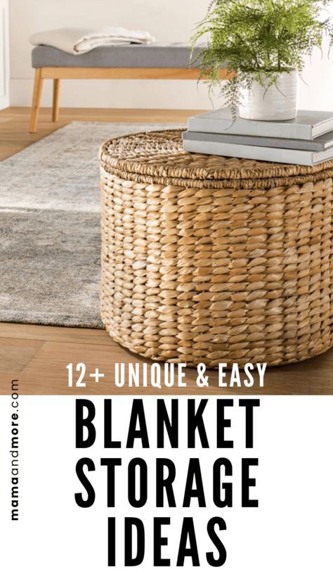 Blanket Holder Ideas Living Rooms, Basket With Blankets Living Rooms, Basket For Blankets Living Rooms, Living Room Basket Decor, Blanket Storage Living Room, Blanket Storage Ideas, Baskets For Blankets, Diy Throw Blankets, Minimalist Blankets