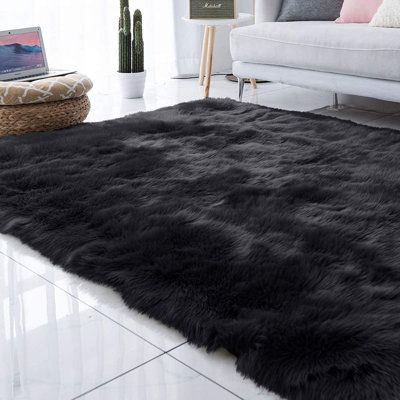 Features:Spefications:Dimensions:Assembly:Warranty: Rug Size: Rectangle 6' x 9' Black And Grey Decor, Rug For Dorm, Dark Area Rug, Goth Apartment, Fuzzy Rug, Black Bedroom Decor, Big Carpet, Pink Goth, Future Bedroom