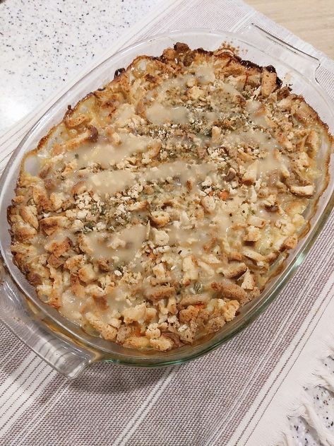 Stovetop Stuffing Chicken, Crockpot Chicken And Dressing, Stuffing Gravy, Amanda Lewis, Chicken And Dressing Casserole, Turkey Casserole Recipe, Gravy Casserole, Chicken Dressing, Chicken Stuffing Casserole