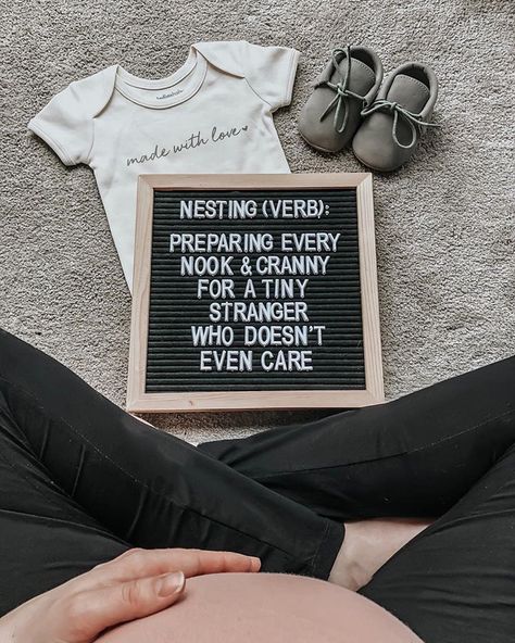 Letterboard quote. Pregnancy. Nesting. Preparing for baby. Motherhood quote. Letterboard Ideas, Baby Bump Pictures, Bump Pictures, Cute Pregnancy Pictures, Letter Board Ideas, Pregnancy Bump, Happy Pregnancy, Pregnancy Pictures, Baby Kicking