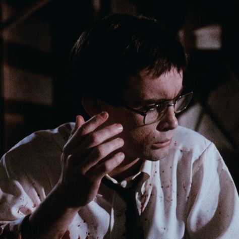 Jeffrey Combs and Bruce Abbott as Herbert West and Dan Cain in Re-Animator (1985 movie) dir. Stuart Gordon 🏷 80s Horror Aesthetic Retro Icon Wallpaper 80s Horror Aesthetic, Dan Cain, Johnny Depp Hairstyle, Herbert West, Jeffrey Combs, 80’s Aesthetic, Horror Aesthetic, Re Animator, Detective Aesthetic