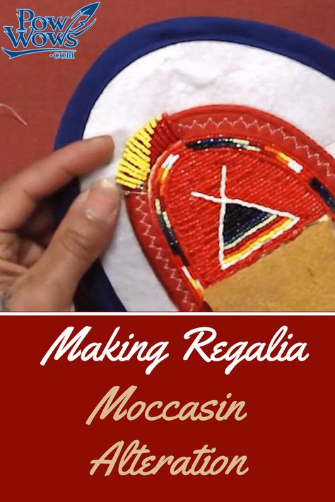 Making Regalia - Moccasin Alteration - PowWows.com - Native American Pow Wows Beaded Moccasins Pattern, How To Make Moccasins, Beaded Keychains Patterns, Moccasin Patterns, Native Outfits, Native American Moccasins, Native American Dance, Powwow Regalia, Moccasin Pattern