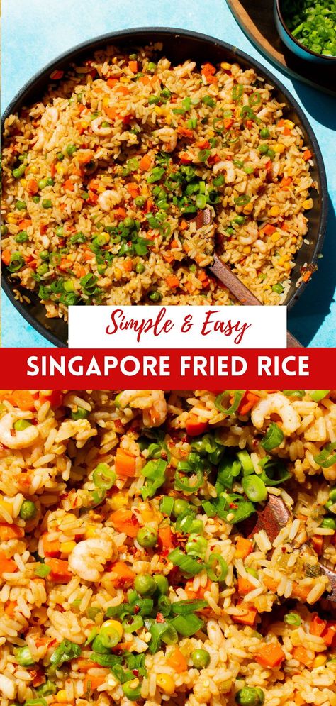 Singapore Rice Recipes, Singapore Fried Rice Recipe, Singapore Cuisine, Singaporean Recipes, Singapore Rice, Singapore Fried Rice, Singapore Recipes, Best Coleslaw Recipe, Rice Noodle Recipes