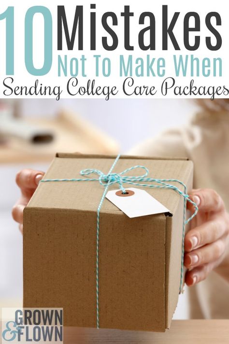 It's fun to send college care packages to your teen or young adult, but there are some dos and don'ts to make it a care package they'll love. Make sure not to make these 10 mistakes. #carepackageideas #carepackages #grownandflown #emptynest #collegelife #collegekids #college Freshman Care Package College, Care Package Party College Students, Care Package Party, College Care Package Party Ideas, College Dorm Care Package Ideas, Best College Care Package Ideas, College Care Package Party, Care Package For College Girl, What To Put In A Care Package