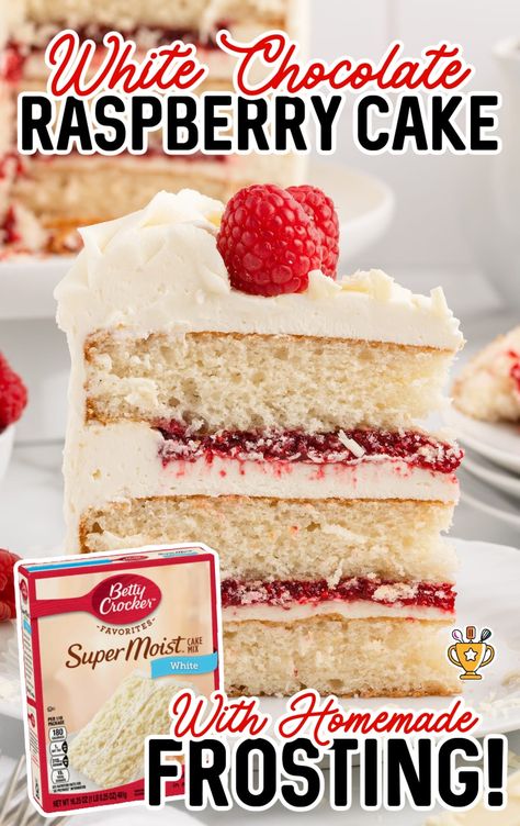 Indulge in a White Chocolate Raspberry Cake with sweet white chocolate and tart raspberries. Perfect for any celebration or special occasion! White Chocolate Raspberry Torte, Publix Raspberry Elegance Cake Recipe, White Chocolate Raspberry Cake With Box Cake, White Chocolate Raspberry Layer Cake, White Cake Raspberry Filling Recipe, White Cake With Raspberry Filling Easy, White Raspberry Cake, White Chocolate Almond Raspberry Cake, Raspberry Elegance Cake Recipe