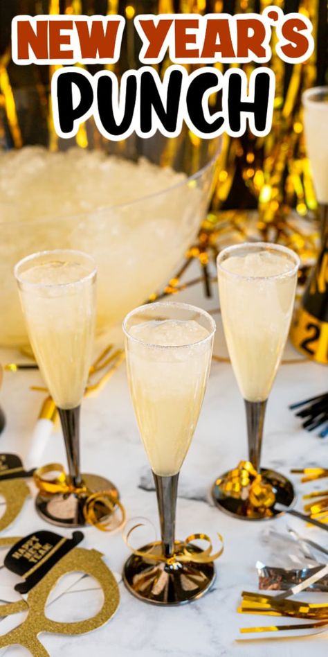 New Years Eve Alcoholic Punch, Nye Punch Alcohol, New Years Eve Easy Appetizers, Champagne Punch New Years, Sparkling Punch Recipes Non Alcoholic, New Year’s Eve Mocktail Ideas, New Year’s Eve Punch For Kids, Nye Punch For Kids, New Years Eve Party Drinks For Adults