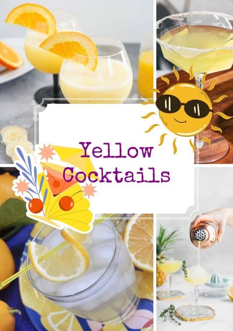 Add some sunshine to your next party with these yellow cocktail recipes. From classic drinks to modern twists, there's something for everyone! Yellow Cocktails Recipes, Yellow Cocktails, Vodka Sour Recipe, Amaretto Sour Cocktail, Painkiller Cocktail, Vodka Sour, Frozen Pina Colada, Ginger Beer Cocktail, Pineapple Mojito