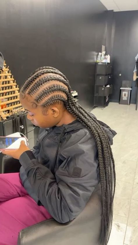 Stitch Braids Dark Skin, My Next Hairstyle, 8 Stitch Braids With Curls, Cute Summer Braided Hairstyles, 6 Stitch Braids With Heart, 6-8 Stitch Braids, Six Stitch Braids With Design, 6 Braids To The Back, Stitch Braids With Color